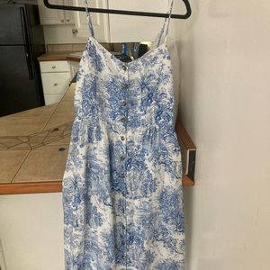 H&M Linen Blend Jungle Print Dress